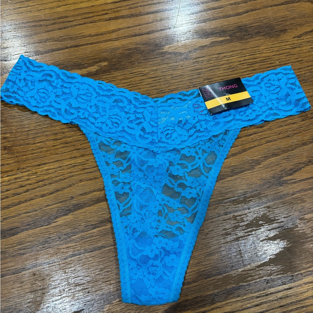 No Boundaries Turquoise Lace Thong - Bright Blue